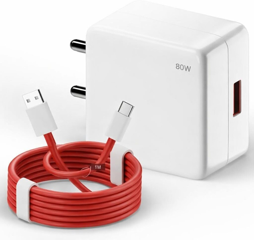 MAK 80 W SuperVOOC 6 A Wall Charger for Mobile with Detachable Cable(White, Cable Included)