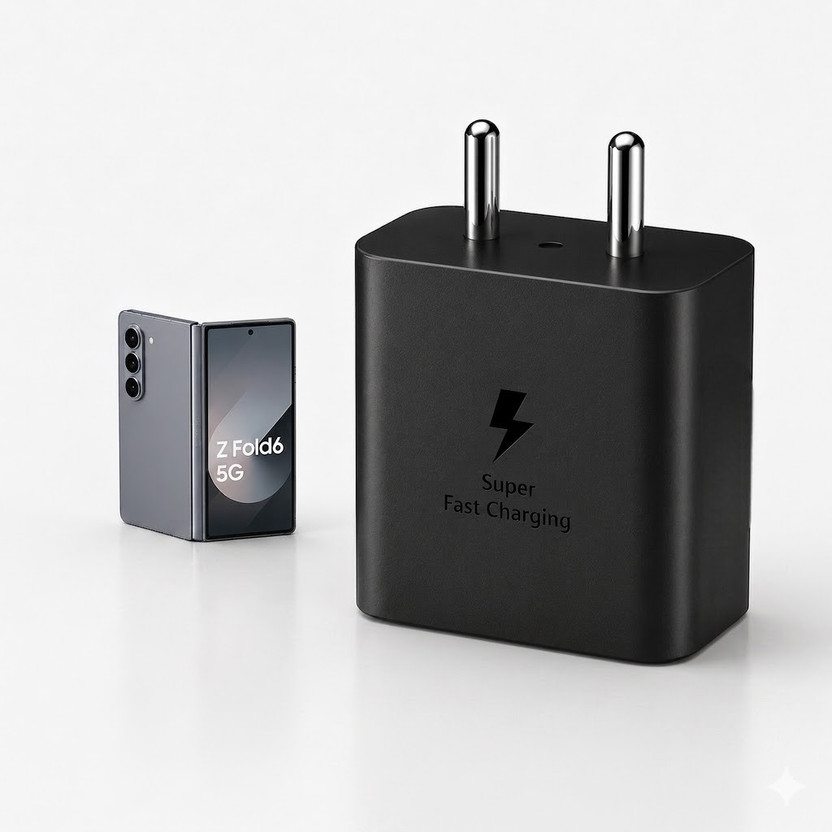 YCNEX 25 W GaN 3 A Wall Charger for Mobile(GaN Type-C Super-Fast Power Adapter - For Samsung Z Fold 6 & Galaxy Series, Black)