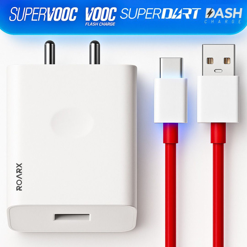 maxxcen 33 W SuperVOOC 6 A Wall Charger for Mobile with Detachable Cable(White, Cable Included)