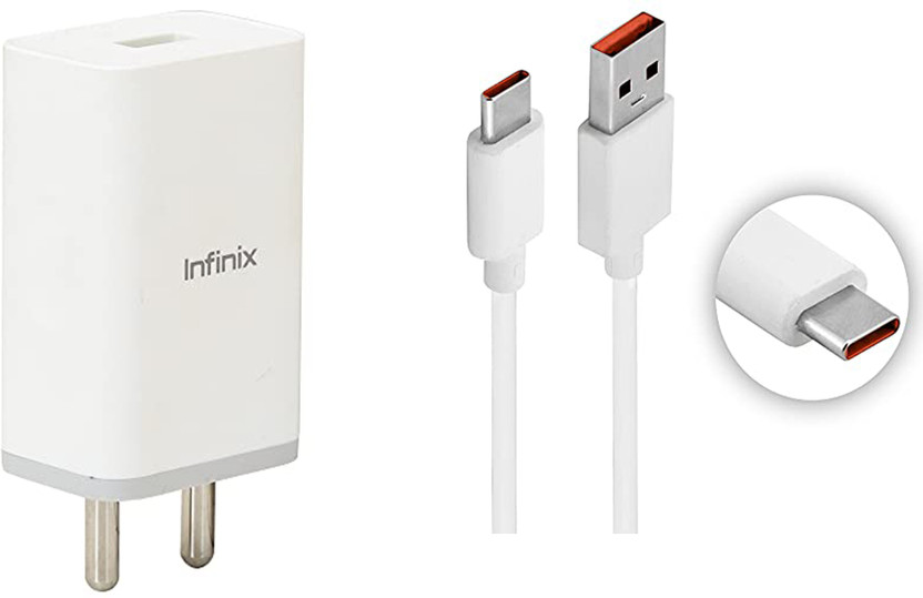 Infinix 33 W 3 A Wall Charger for Mobile with Detachable Cable(White, Cable Included)