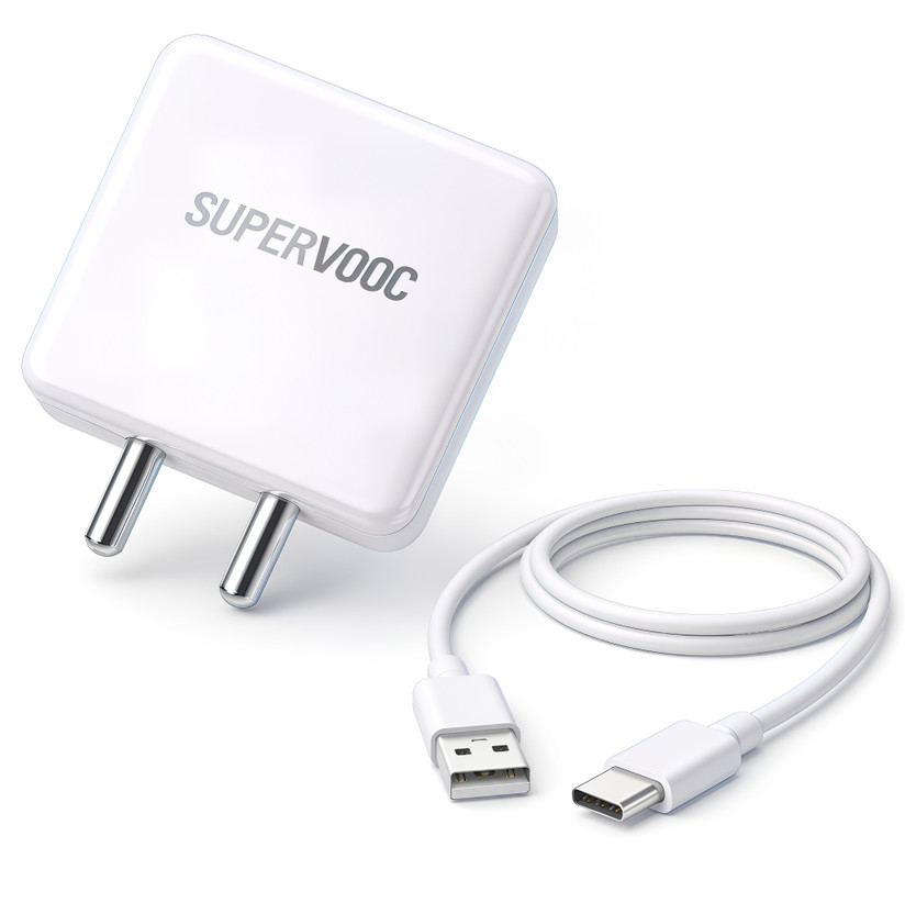 MAK 80 W SuperVOOC 5.4 A Wall Charger for Mobile with Detachable Cable(White, Cable Included)