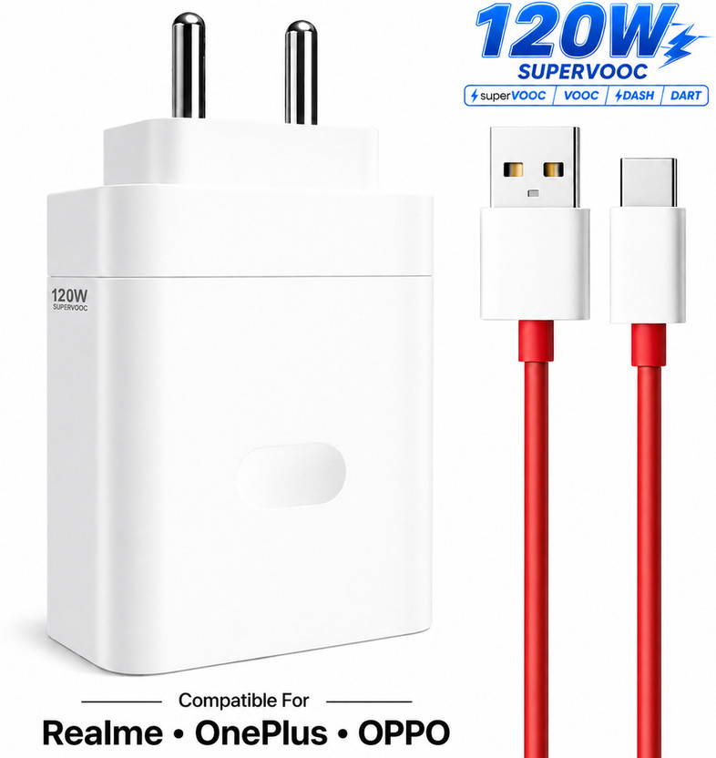 RVAT 120 W SuperVOOC 7.3 A Wall Charger for Mobile with Detachable Cable(White)