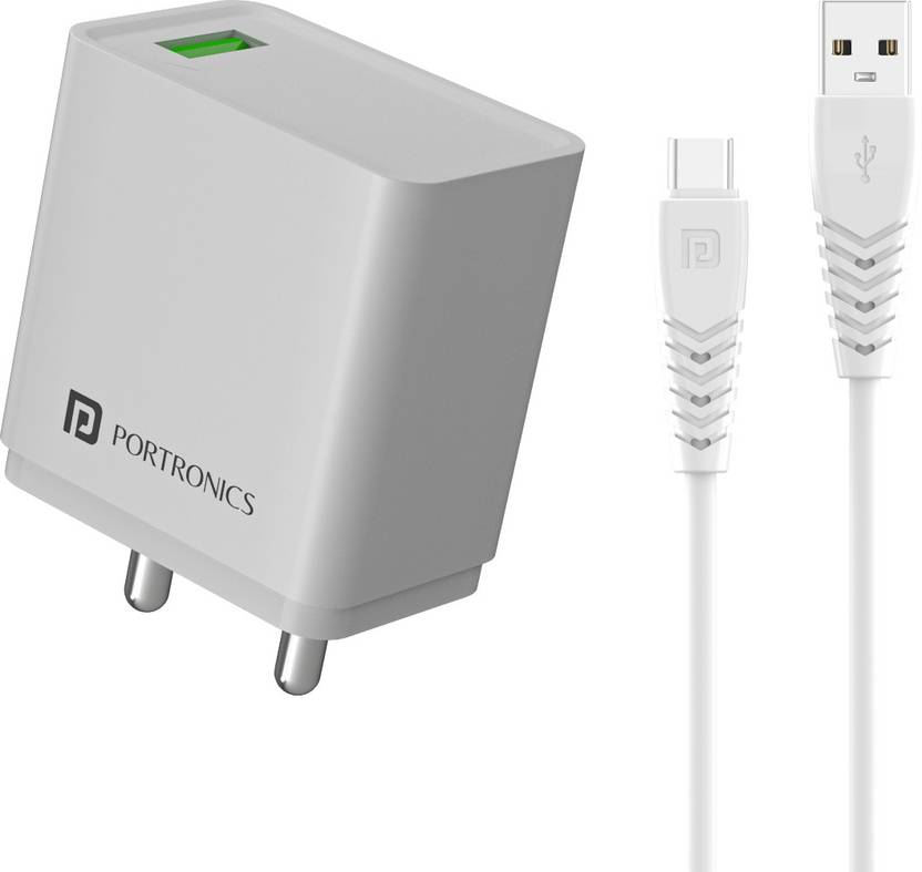 Portronics 18 W 3 A Mobile Charger ADAPTO ONE C Adapter Charger with Detachable Cable
