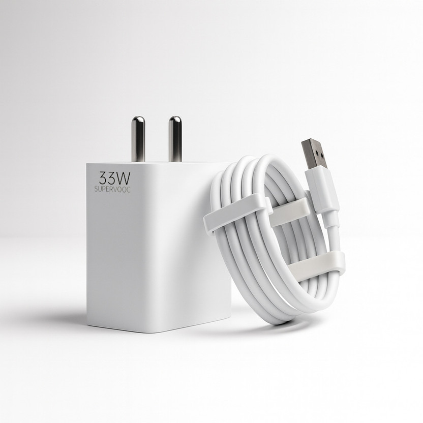 yazone 33 W SuperVOOC 6 A Wall Charger for Mobile with Detachable Cable(White, Cable Included)