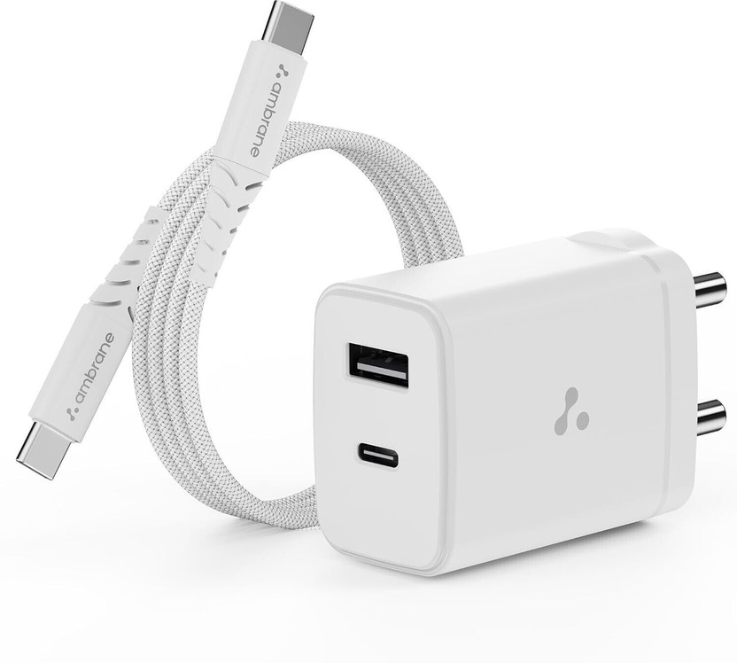 Ambrane 30 W GaN 3 A Wall Charger for Mobile with Detachable Cable(White, Cable Included)
