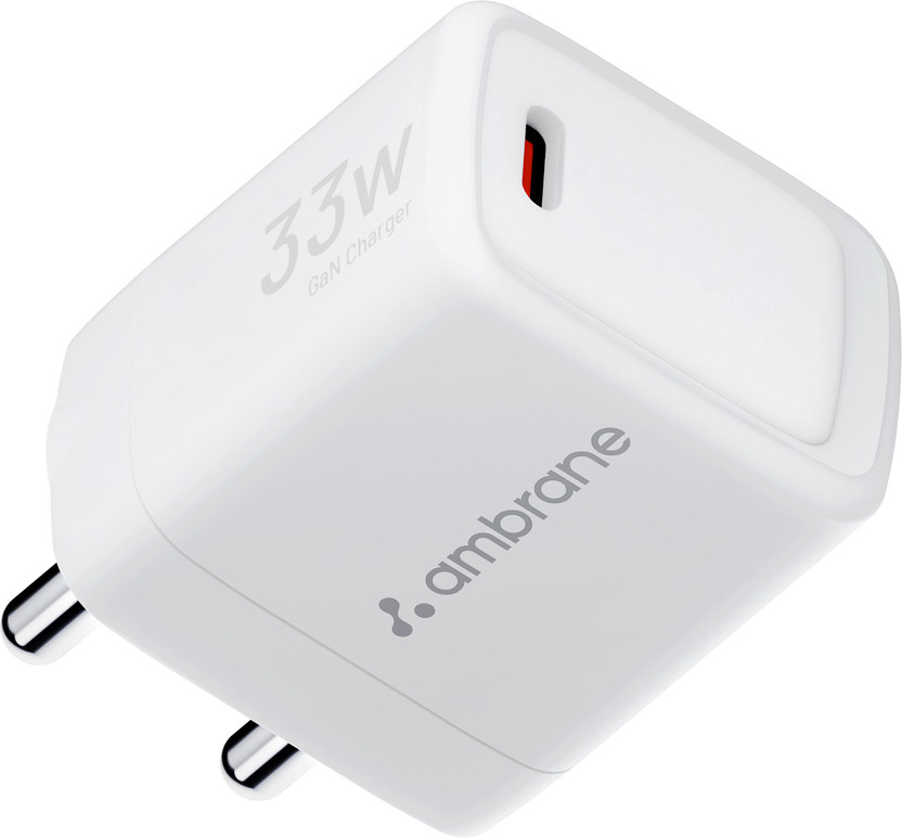 Ambrane 33 W GaN 3 A Wall Charger for Mobile(White)