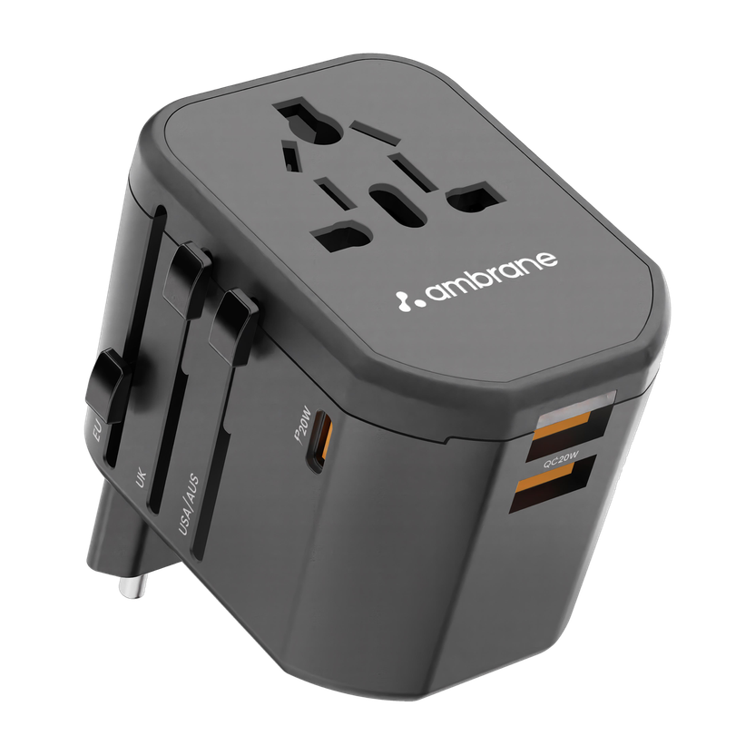 Ambrane 20 W PD 3 A Multi-pin Wall Charger for Mobile(Black)