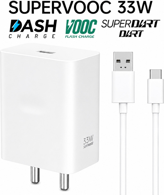 brandarf 33 W SuperVOOC 6 A Wall Charger for Mobile with Detachable Cable(White)