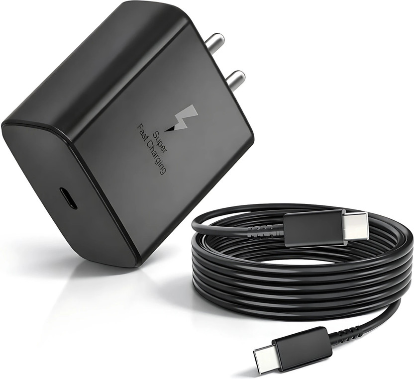 quirinox 45 W PD 4.4 A Wall Charger for Mobile with Detachable Cable(45W FAST CHARGER COMPATIBLE FOR S25/S24/S23/S22/FOLD 4/FOLD 5, Black)