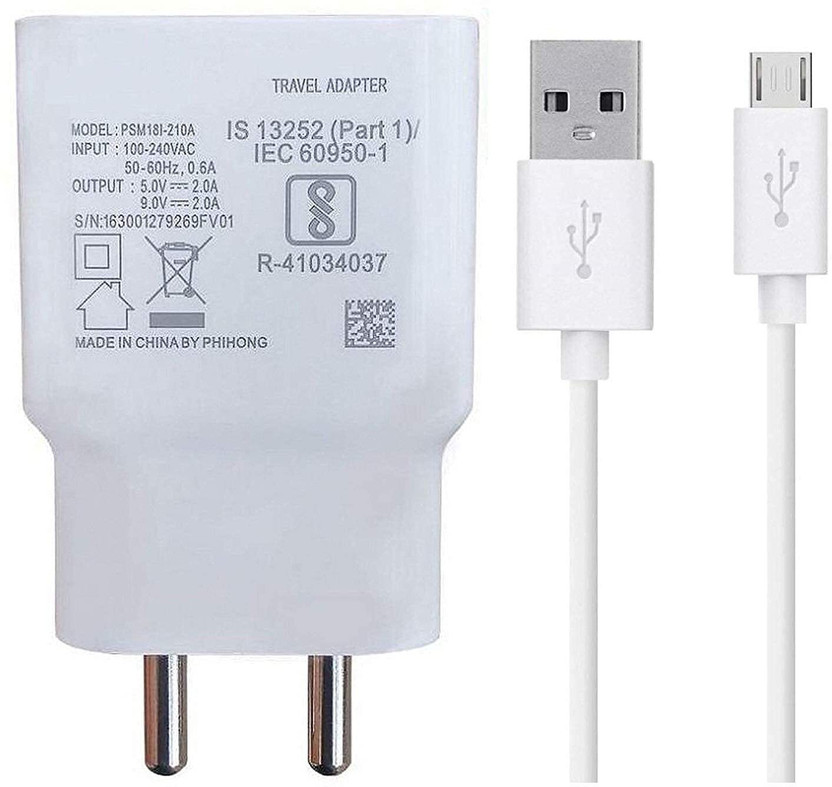 Kotsun 12 W Adaptive Charging 3 A Wall Charger for Mobile with Detachable Cable(White, Cable Included)