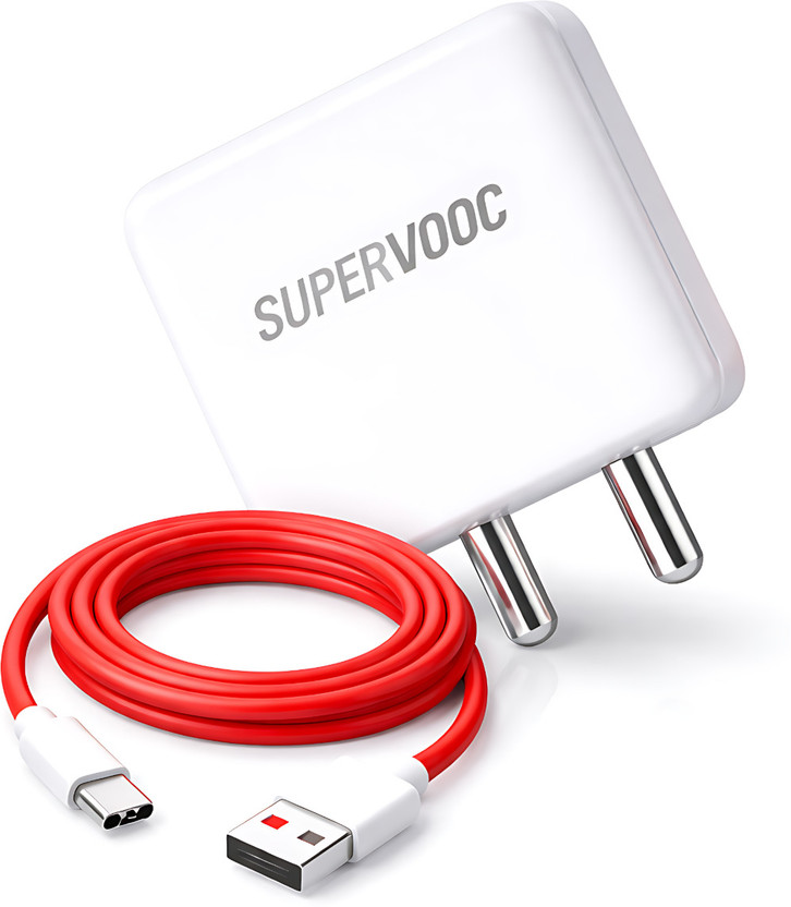 MAK 80 W Dash 6.5 A Wall Charger for Mobile with Detachable Cable(White, Red, Cable Included)