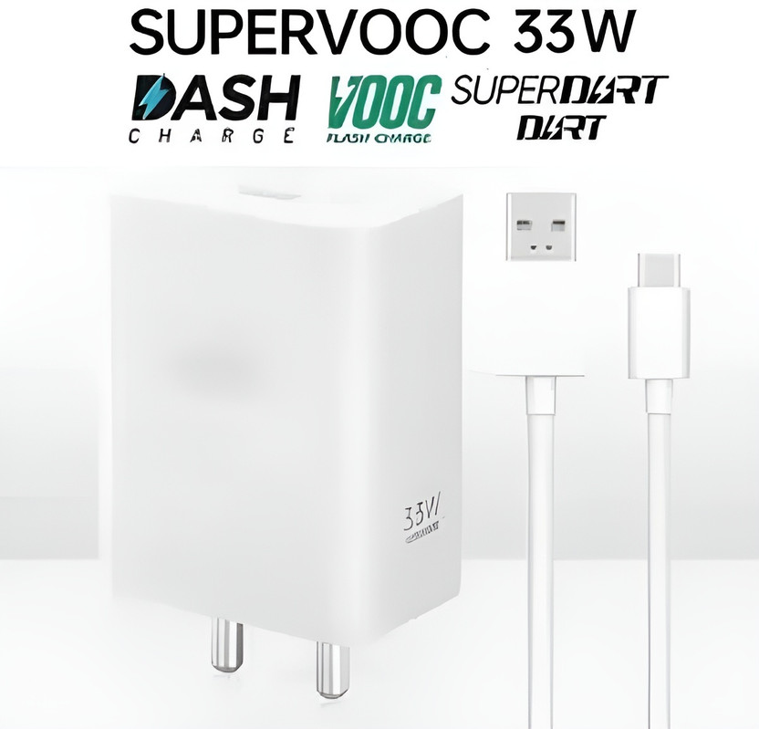 zingzone 33 W SuperVOOC 6 A Wall Charger for Mobile with Detachable Cable(White, Cable Included)