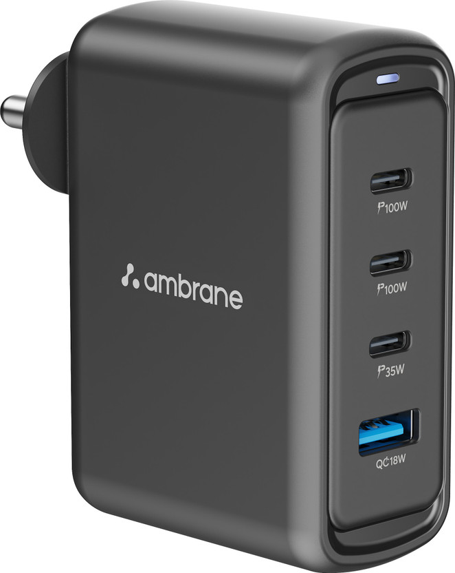 Ambrane 100 W GaN 5 A Wall Charger for Mobile(Black)