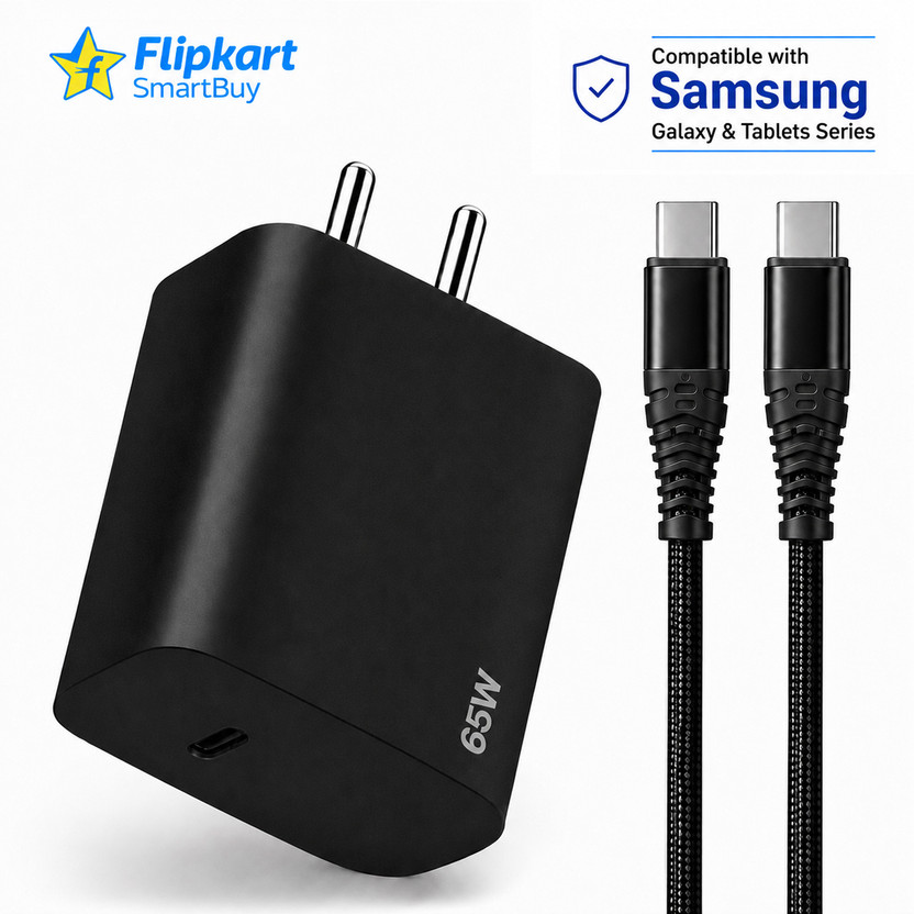 Flipkart SmartBuy 65 W PD 5 A Wall Charger for Mobile with Detachable Cable(Black)