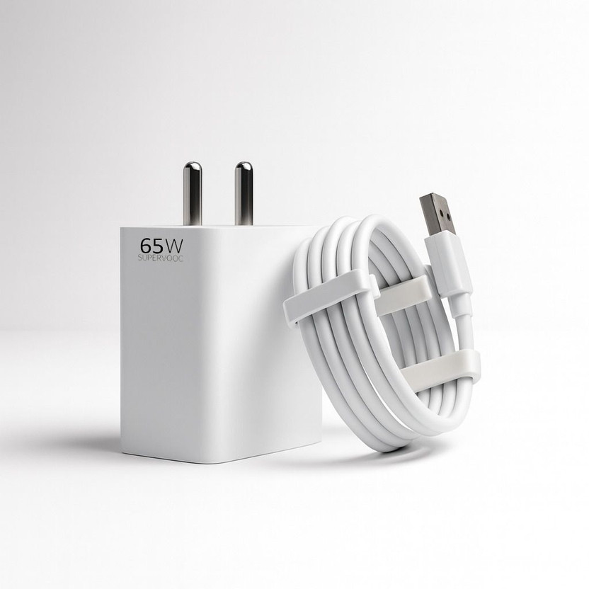 CLAT 65 W SuperVOOC 6 A Wall Charger for Mobile with Detachable Cable(White, Cable Included)