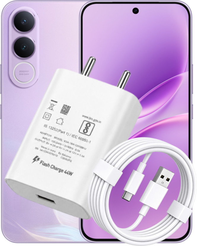 ELECTRABLOOM 44 W Quick Charge 4.4 A Wall Charger for Mobile with Detachable Cable(Compatible with : Y27/ Y36/ Y75 4G/ Y200/ Y200e/ V23e 5G/, White)