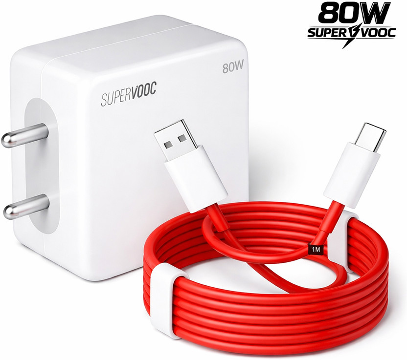 RVAT 80 W SuperVOOC 7 A Wall Charger for Mobile with Detachable Cable(White, Red, Cable Included)