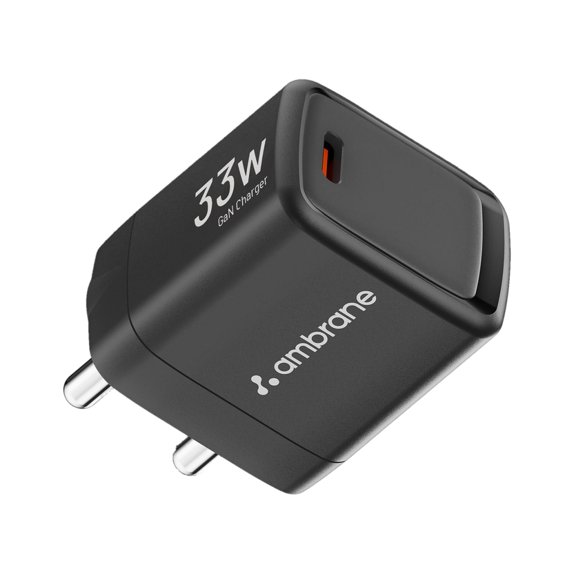 Ambrane 33 W GaN 3 A Wall Charger for Mobile(Black)