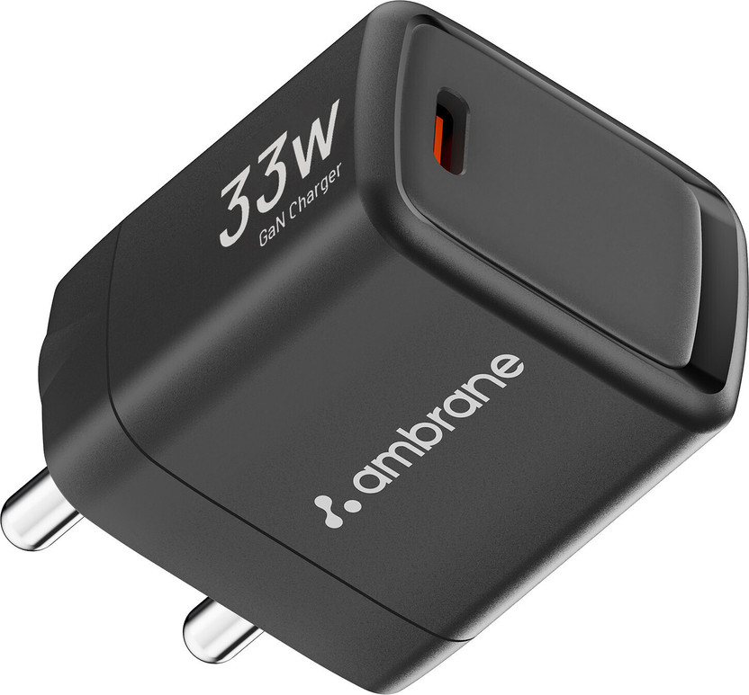 Ambrane 33 W GaN 3 A Wall Charger for Mobile(Black)