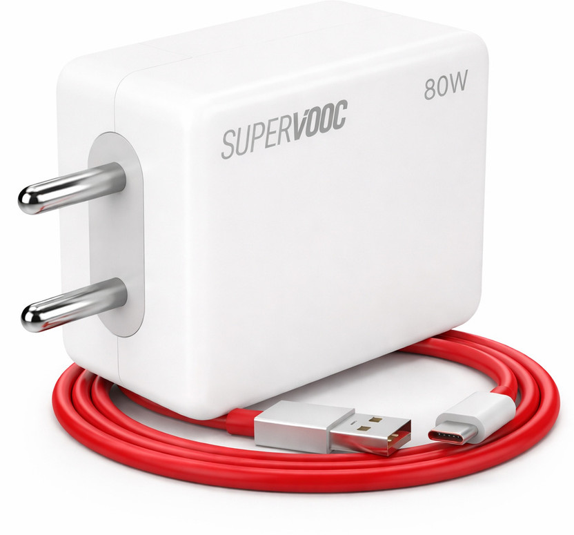 MAK 80 W SuperVOOC 6 A Wall Charger for Mobile with Detachable Cable(White, 80W Supervooc Adapter With 100W Type C, Cable Included)