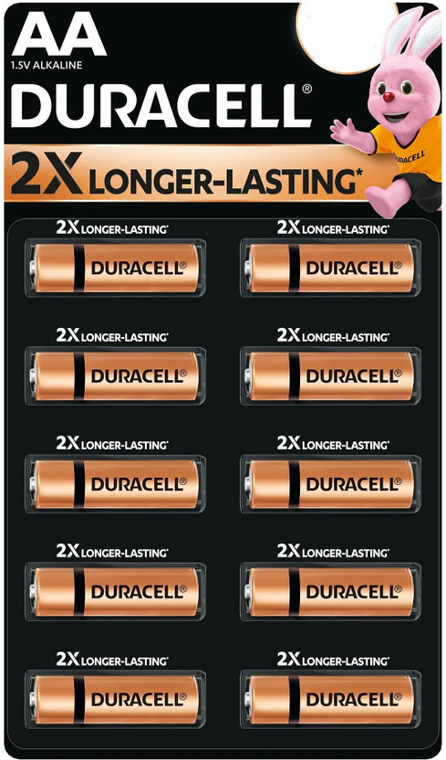 DURACELL AA Batteries - 2X longer lasting, Everyday Devices, Clock, Toy, Remote  Battery(Pack of 12)