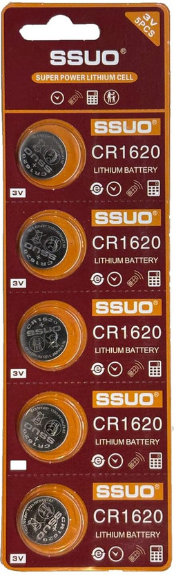 SSUO CR1620 3V  Designed for use in car Key, Scales, wearables and Medical  Battery(Pack of 5)