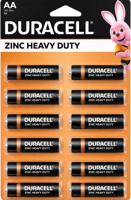 DURACELL AA Zinc Heavy Duty Batteries Pack of 12 | Long Lasting Reliable Power 1.5V  Battery(Pack of 12)