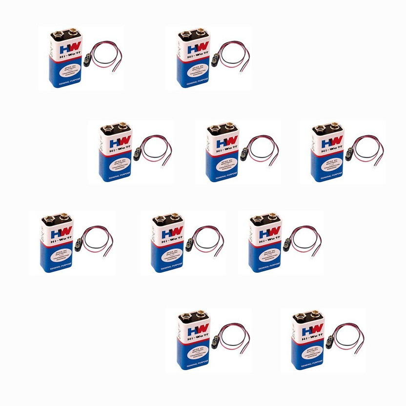 geeta enterprises 9 VOLTS HW BATTERY with Connector, HI-WATT 100% 9V Long Life  Battery(Pack of 10)