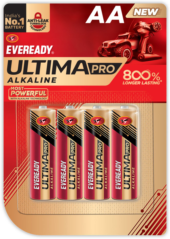 EVEREADY Ultima Pro Alkaline, 800% Longer Lasting  Battery(Pack of 4)