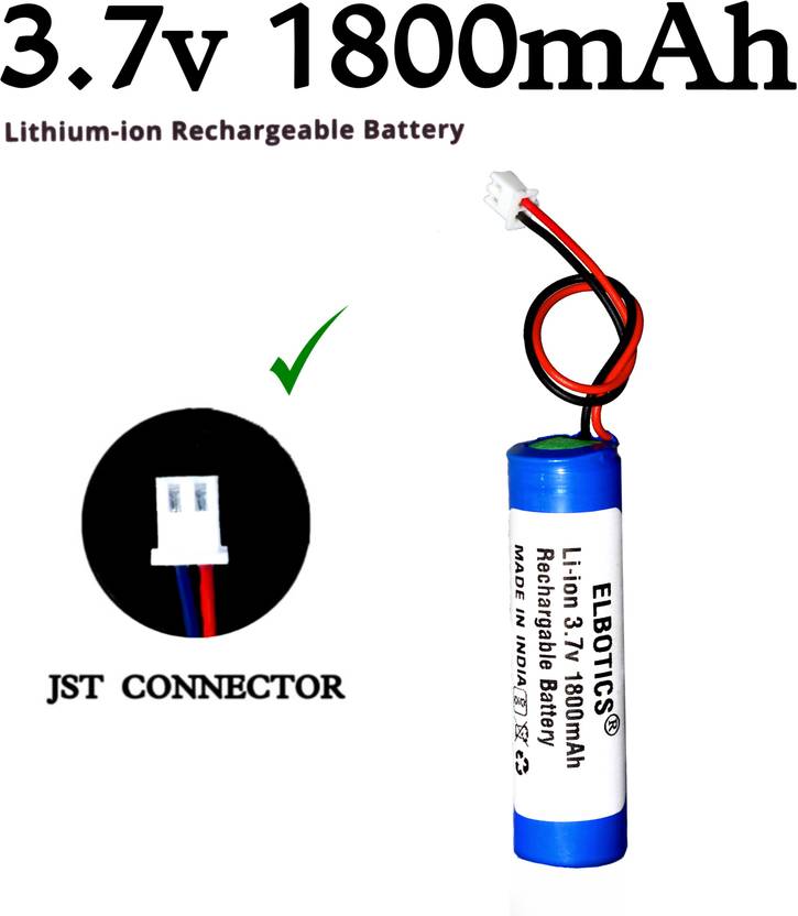 ElectroWorld 3.7V 1800mah (18650) Lithium Ion Protection with JST