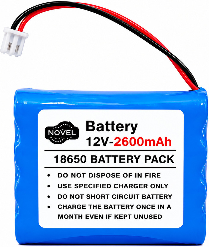 NOVEL 12V 2600mAh 18650 BMS BATTERY PACK WITH JST CONNECTOR  Battery
