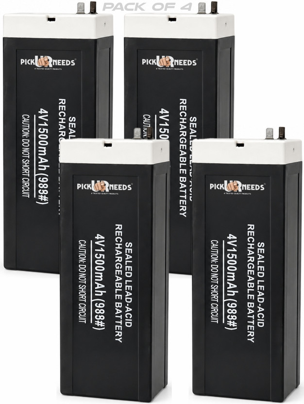 Pick Ur Needs 4V 1500mAh Rechargeable Lead Acid  for Emergency & Security Use  Battery(Pack of 4)
