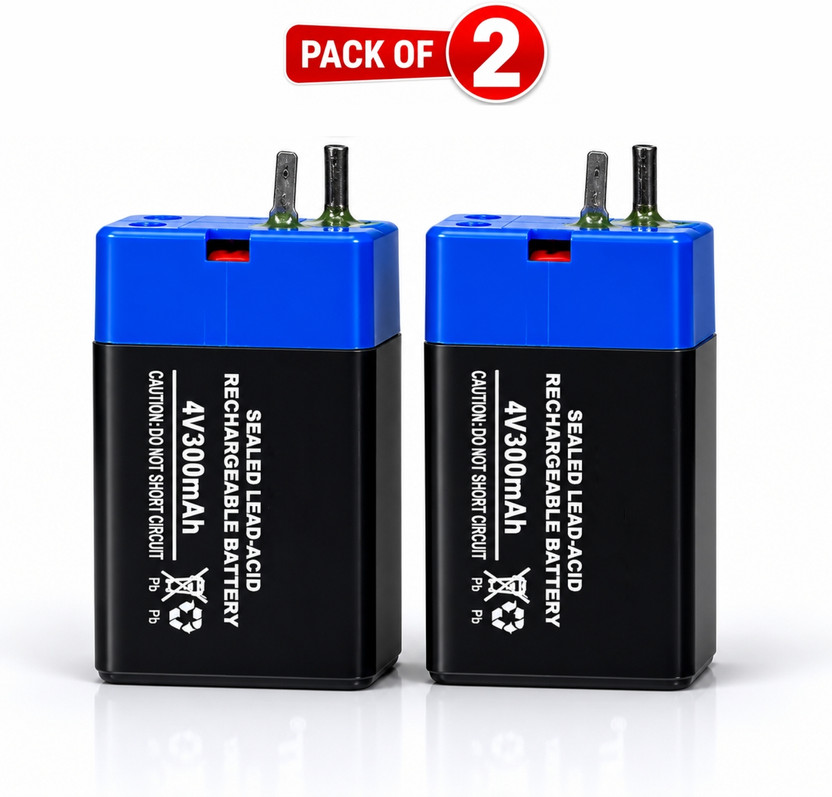 Daily Needs Shop 4V 300mAh Sealed Lead Acid Rechargeable Emergency Light   Battery(Pack of 2)