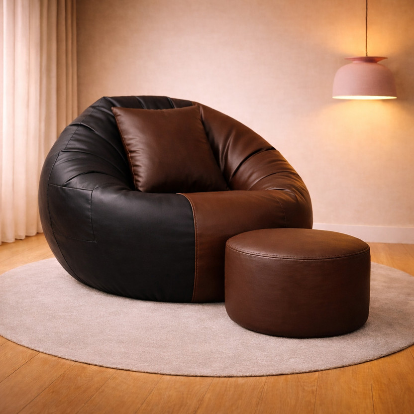 SHIRA 24 4XL Tear Drop Bean Bag Cover  (Without Beans)(Black, Brown)