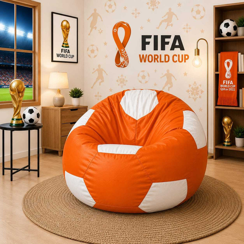 Coaster Shine XXL Pouffe Bean Bag Cover  (Without Beans)(Orange, White)