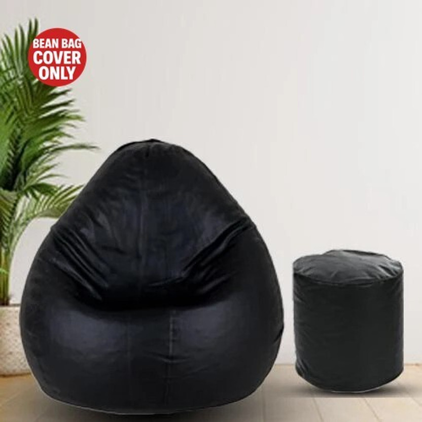 Gunj XXXL Tear Drop Bean Bag Cover  (Without Beans)(Black)