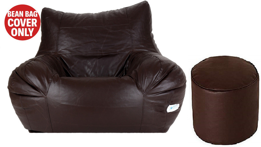 Gunj Jumbo Chair Bean Bag Cover  (Without Beans)(Brown)