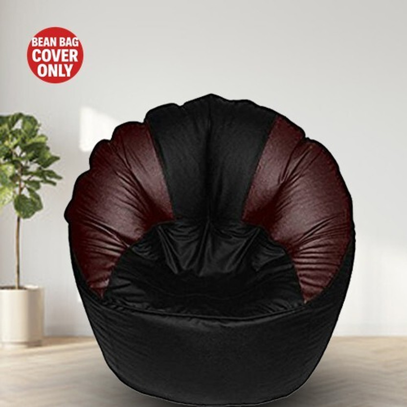 FurniGully Jumbo Chair Bean Bag Cover  (Without Beans)(Black, Brown)