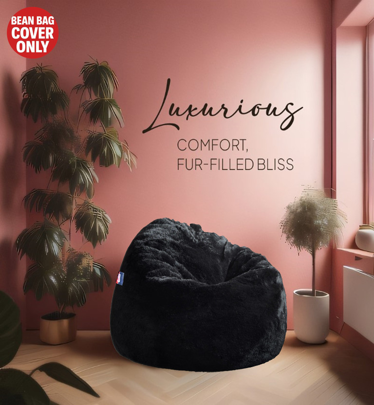 mollismoons XXXL Chair Bean Bag Cover  (Without Beans)(Black)