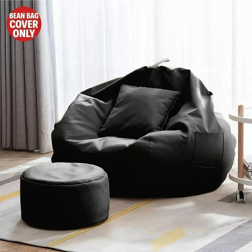 GIGLICK 4XL Tear Drop Bean Bag Cover  (Without Beans)(Black)