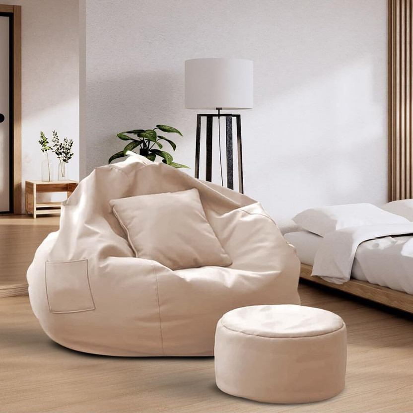 Coaster Shine XXL Tear Drop Bean Bag Cover  (Without Beans)(Beige)