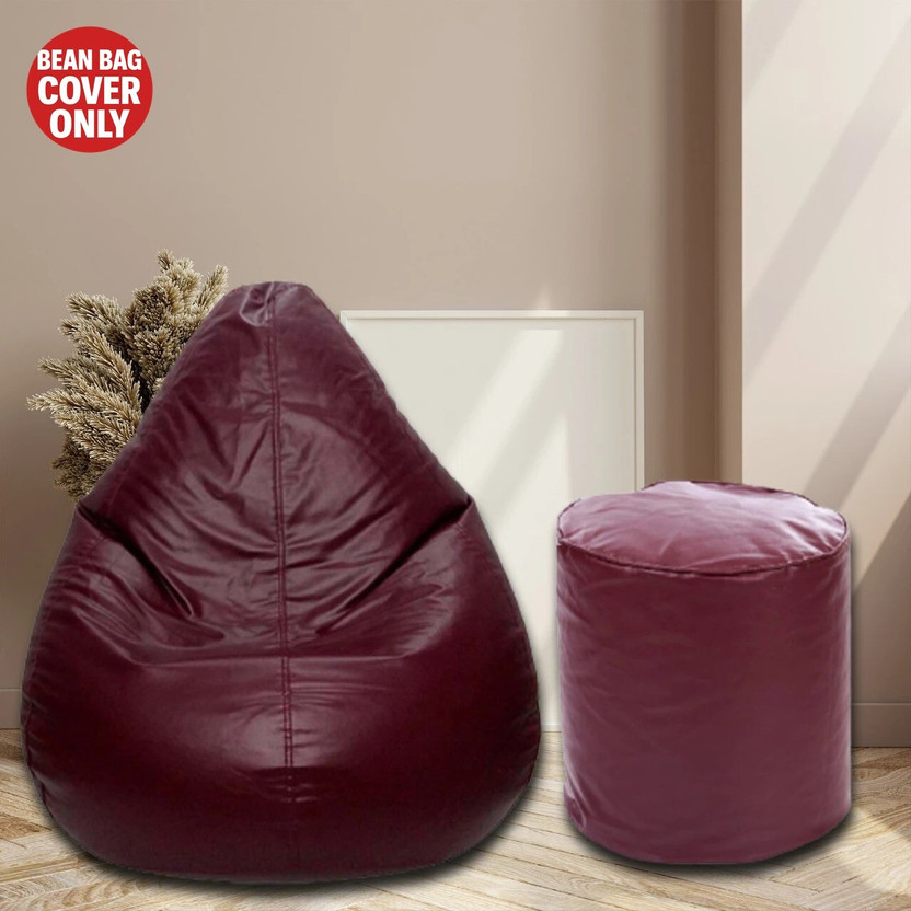 Gunj Large Tear Drop Bean Bag Cover  (Without Beans)(Maroon)