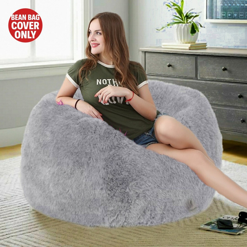 Deeku Art XXXL Tear Drop Bean Bag Cover  (Without Beans)(Grey)