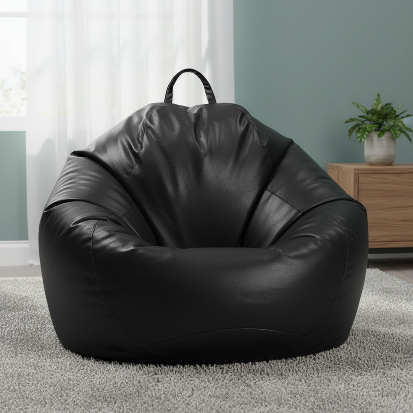 GIGLICK XXXL Faux Leather Bean Bag Filled with Beans | Ready To Use Teardrop Bean Bag  With Bean Filling(Brown)