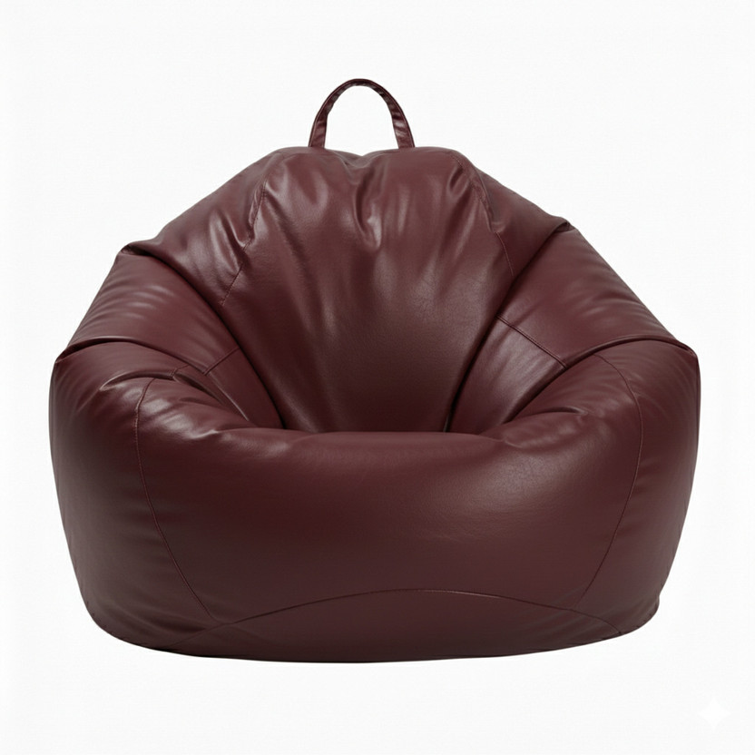 GIGLICK 4XL Faux Leather Bean Bag Filled with Beans | Ready To Use Teardrop Bean Bag  With Bean Filling(Maroon)