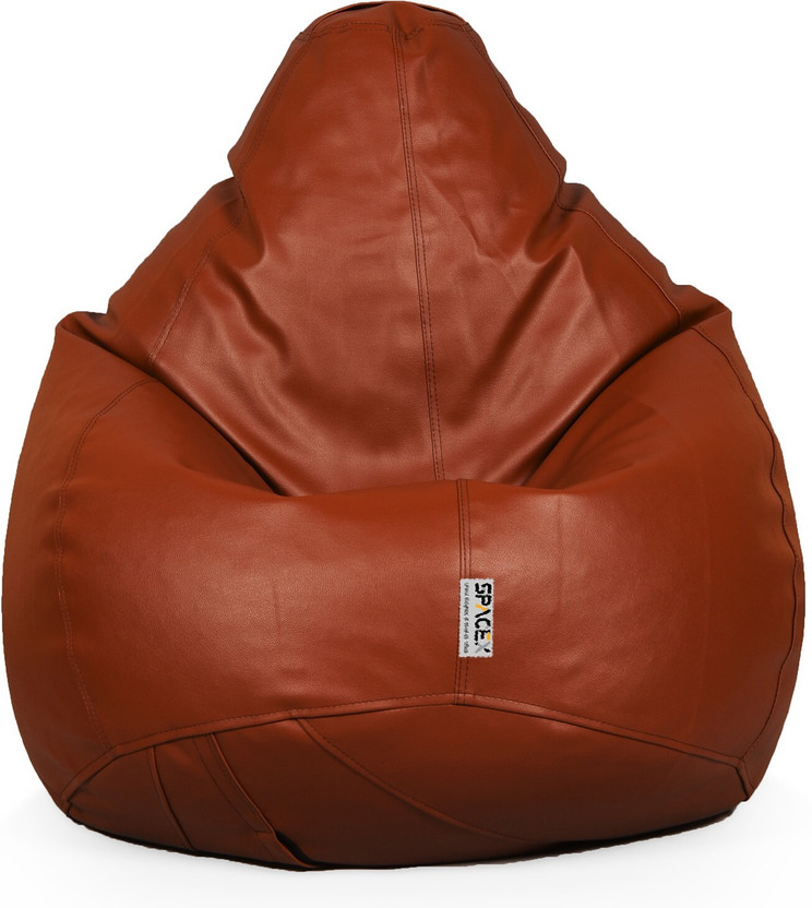 SPACEX XXXL Classic Premium Grade Leatherette/Pre-Filled Bean Bag/Comfortable/Sustainable Teardrop Bean Bag  With Bean Filling(Tan)