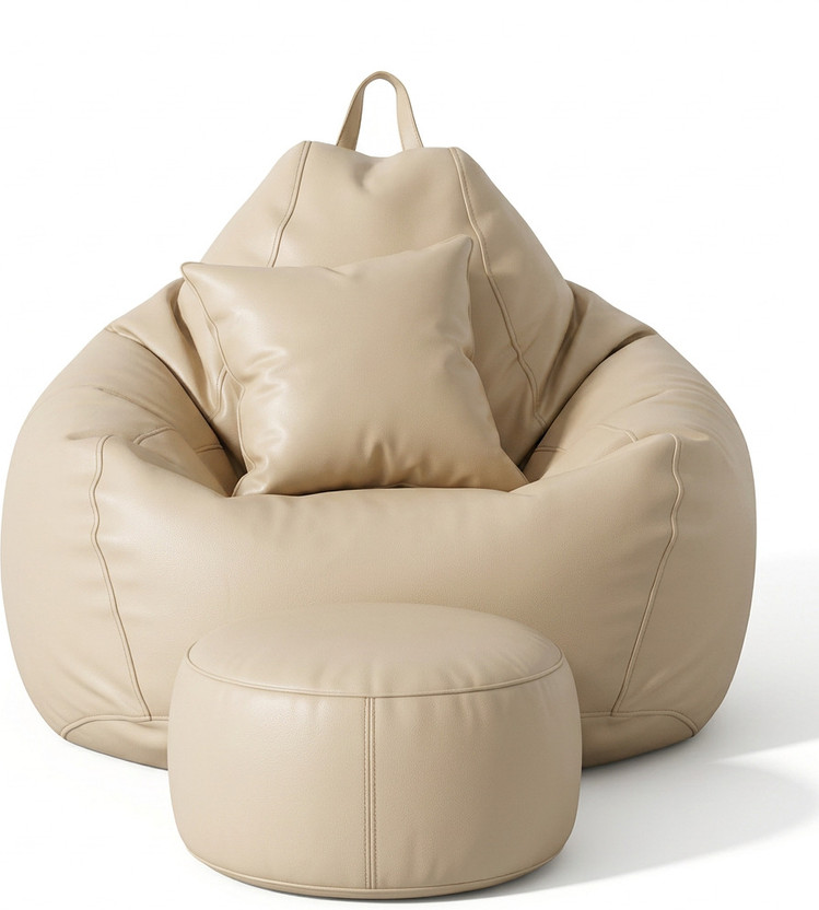 GIGLICK GIGLICK 4XL GIGLICK 4XL Bean Bag Cushion and Footrest Filled with Beans- CREAM Bean Bag Chair  With Bean Filling(Beige) - Flipkart Deal