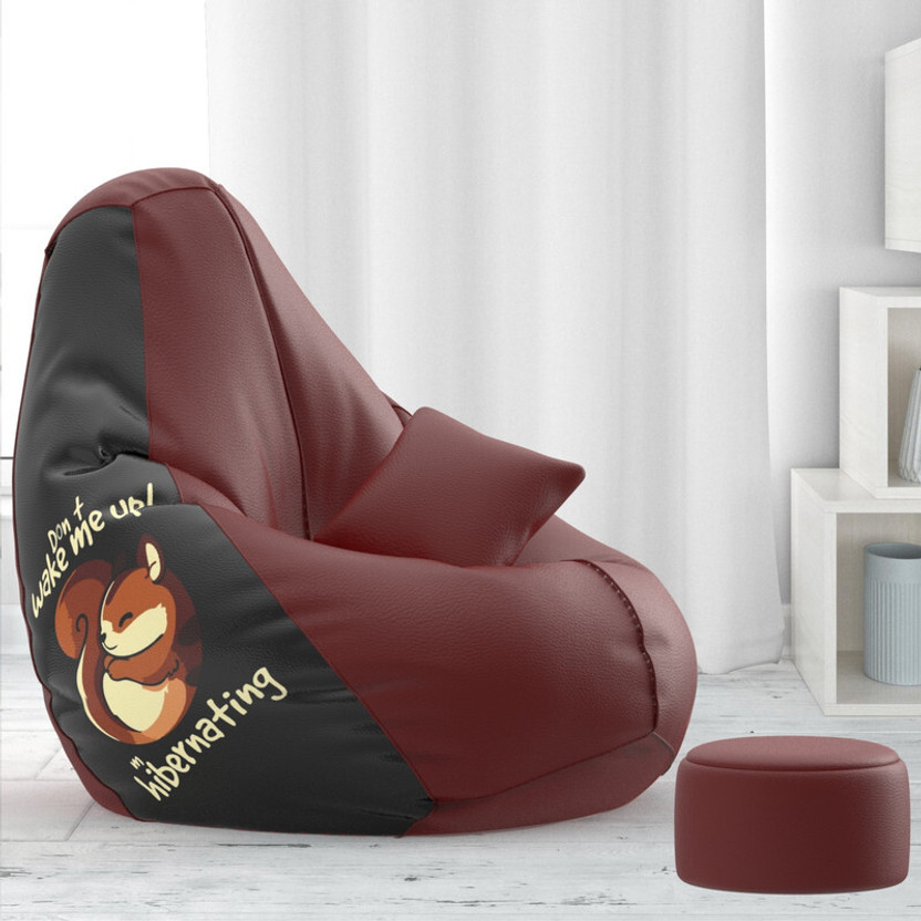 Beannie 4XL Premium, Designer - Snooze Squad Theme-Do not wake me up - Printed Teardrop Bean Bag  With Bean Filling(Multicolor)