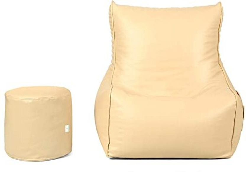 GIGLICK XXXL Filled With Beans Sofa Chair Bean Bag With Footrest Bean Bag Chair  With Bean Filling(Black)