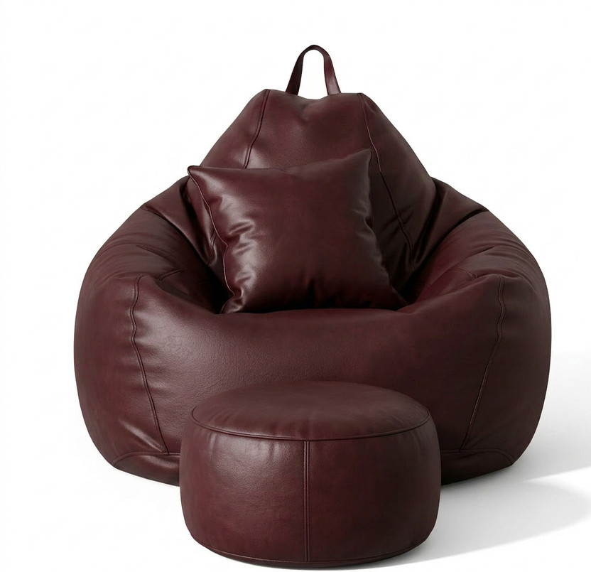 GIGLICK 4XL Bean Bag Cushion and Footrest Filled with Beans- Maroon Bean Bag Chair  With Bean Filling(Maroon)